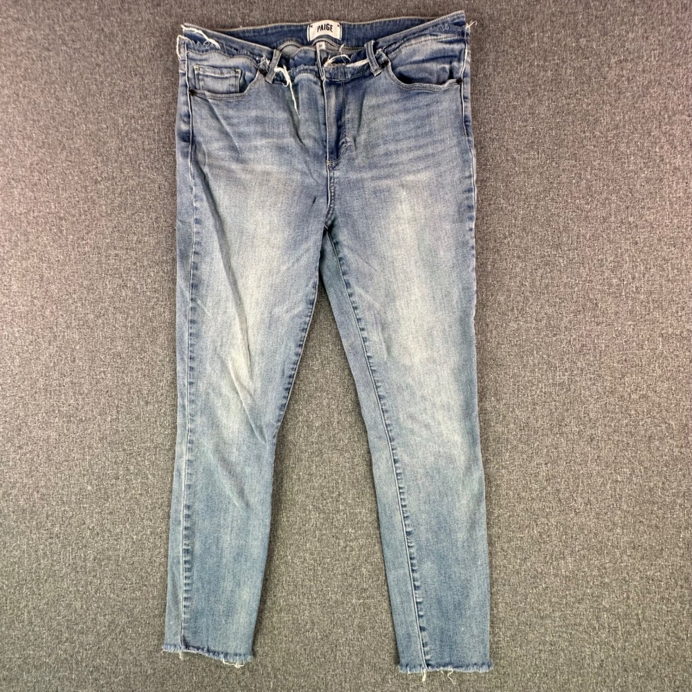 Paige Jeans Women 31 Verdugo Ankle Fray WB Raw Hem Omara Blue Frayed Distressed